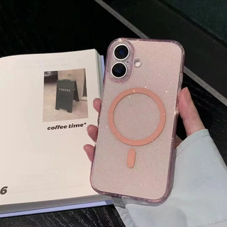 [JLK] Luxury Glitter Magnetic Transparent Soft Phone Case for iPhone 13 14 15 16 Pro Max Plus Clear Bumper Chic Cases Cover