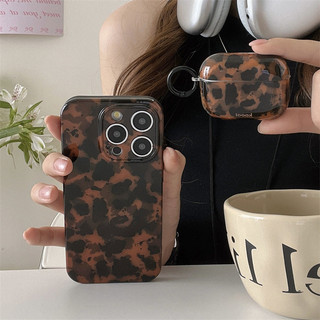 Vỏ bảo vệ AirPods thế hệ thứ 3 mới màu nâu sọc màu hổ phách AirPods Pro2nd Tai nghe EarPods Vỏ có móc