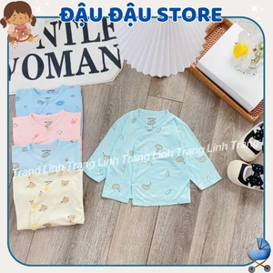 Set 3 - Set 5 Áo dài tay sơ sinh chất thun lạnh phối màu LT in hoạ tiết cho bé 0 - 9 tháng Đậu Đậu Store AL007