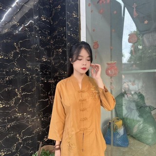 set đồ bộ nữ đi chùa cổ bà lai tim nút thắt Áo
