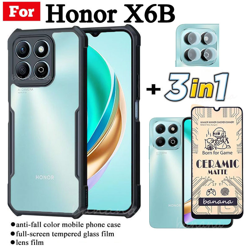 Ốp điện thoại chống sốc 3 trong 1 Honor X6B cho Honor X 6B X6 B Phim mờ gốm + Phim ống kính máy ảnh