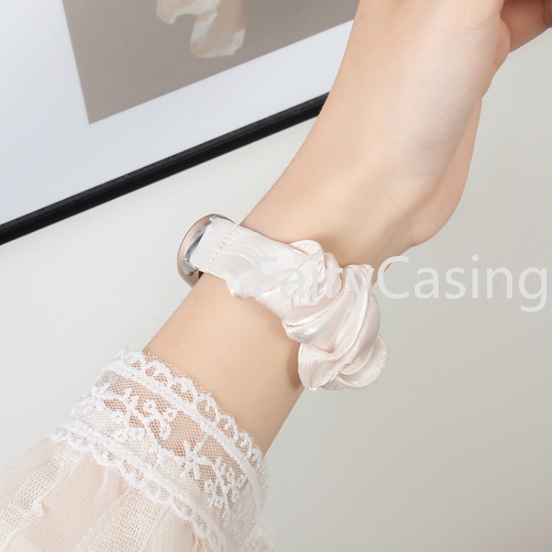 Mềm Scrunchies Ban Nhạc Cho Xiaomi Mi Band 10 9 8 NFC Dây Đeo Tay Ruy Băng Vòng Tay Đàn Hồi Cho Miband 7 6 5 4 3 Dây Đeo Cổ Tay