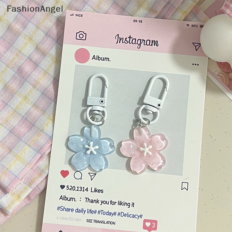 FashionAngel Ngọt Ngào Thạch Màu Móc Khóa Mặt Dây Chuyền Sáng Tạo Đáng Yêu Hoa Móc Khóa Ba Lô Thời Trang Dễ Thương Đồ Trang Trí Cặp Đôi Quà Tặng TH