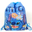 YB2 Stitch Trang trí chủ đề Túi dây rút không dệt màu xanh và hồng Túi ba lô dây rút co giãn