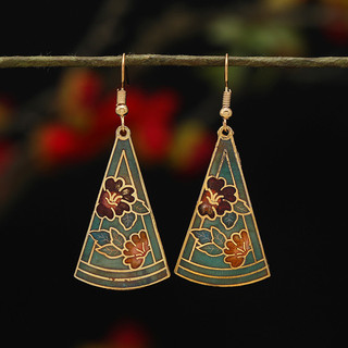 GHGl ❤️Real Shot Năm Mới Tính Khí Trung Quốc Retro Cloisonne Men Bông Tai Bé Gái Tính Khí Cổ Điển Đơn Giản Bông Tai Hoa Thiết Kế Niche Bông Tai Phong Cách Trung Hoa