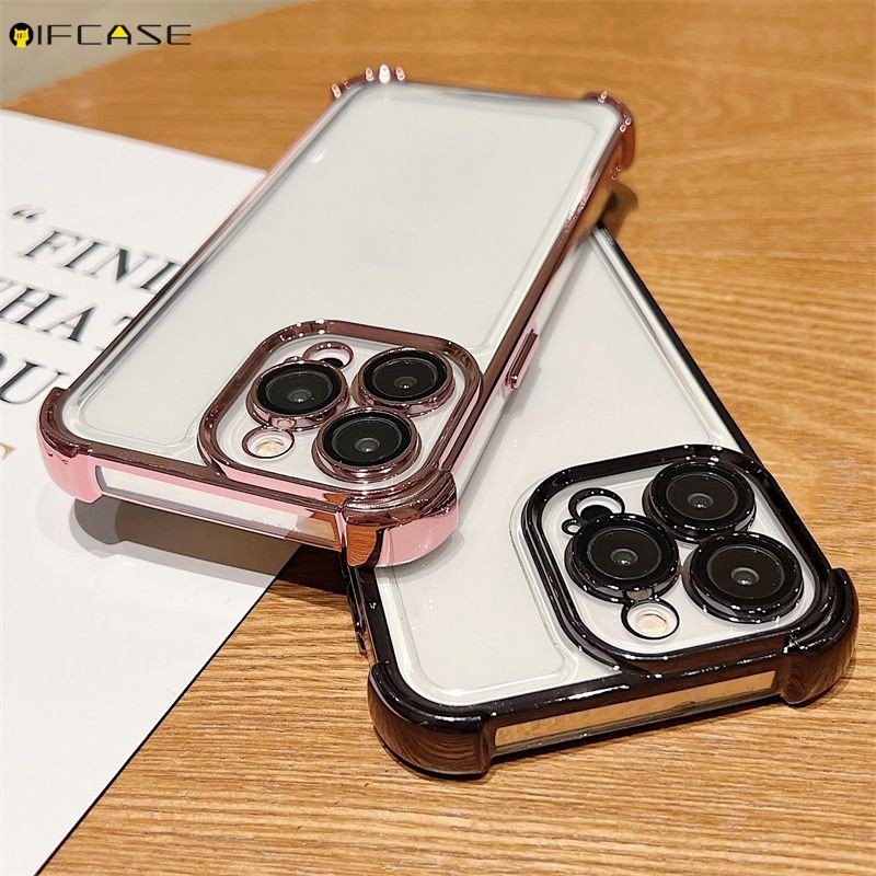 Dành Cho Samsung Galaxy A16 A15 A14 A13 A12 A55 A54 5G A52 A52s A51 4G Ốp Điện Thoại 4 Góc Túi Khí Chống Rơi Chống Sốc Mạ Vàng Trong Suốt Vỏ Mềm Ốp Lưng