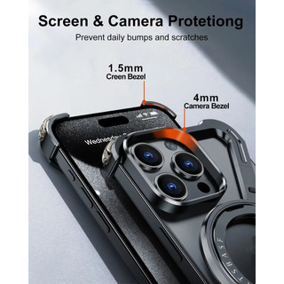 [JLK] Ốp Điện Thoại Kim Loại Titan Hình Chữ Z Cho iPhone 17 ProMax 17 Air 16 15 14 13 Pro Max Vỏ Từ Hợp Kim Nhôm Không Vành 360° Giá đỡ xoay Ốp lưng