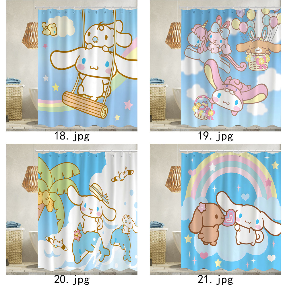 Sanrio Cinnamoroll Polyester Rèm tắm chống thấm nước Trang trí phòng tắm