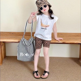 S477- Set áo thun phối quần leggin đùi cho bé gái Size từ 9-40Kg