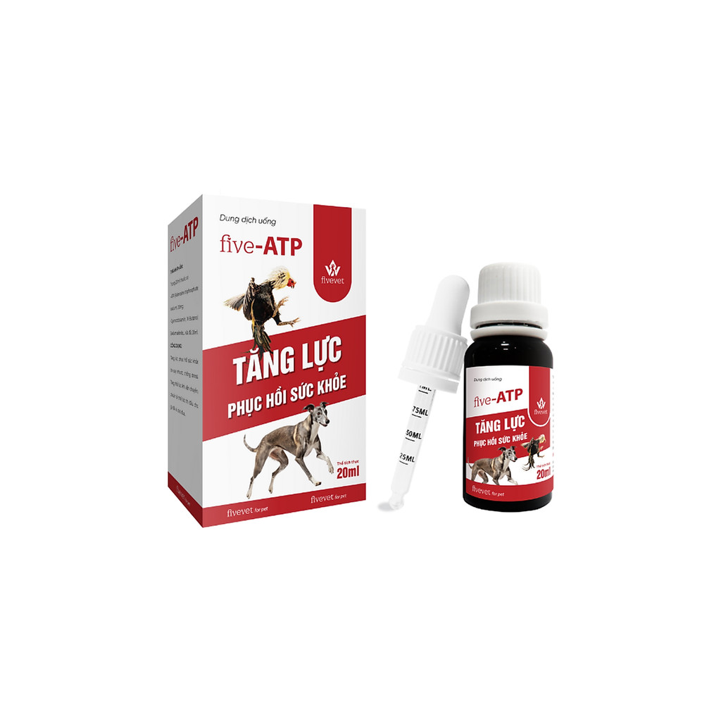 Five-ATP for pet Dung Dịch Uống Hỗ Trợ Tăng Lực - Phục Hồi Sức Khỏe Cho Thú Cưng, gà đá 20ml