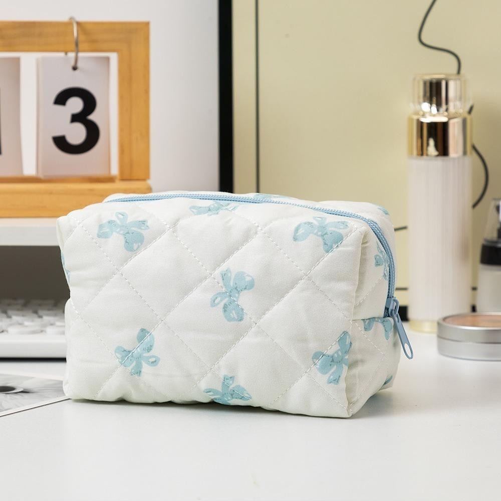 [Giao hàng từ Việt Nam] Hộp đựng mỹ phẩm NORDICLIE, Túi trang điểm chần nơ đa chức năng, Túi xách vệ sinh dung tích lớn dành cho nữ