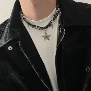 Siêu ngắn da ngôi sao thích hợp nam vòng cổ nữ phong cách lạnh Dây chuyền xương đòn hip hop cao cấp áo len dây chuyền mới