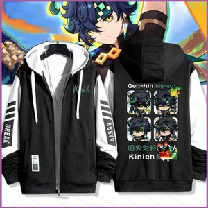5y Genshin Tác Động Kinich Áo Khoác Dây Kéo Áo Khoác Áo cardigan Áo Len Unisex Dài Tay Top Cosplay 3D Chui Đầu