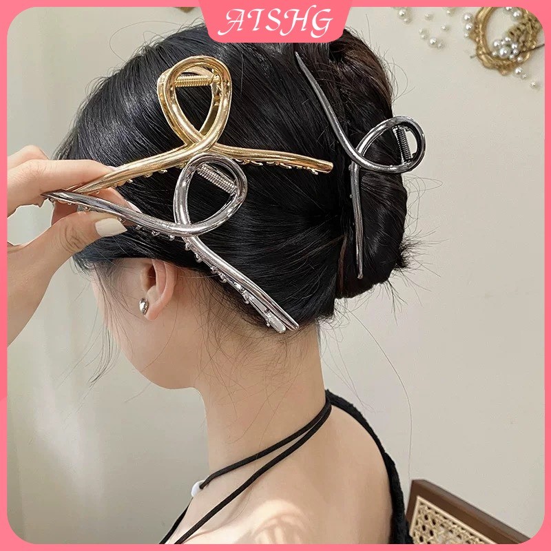 AISHG 13.5cm Móng Vuốt Kim Loại Kẹp Quá Khổ Thời Trang Tính Khí Nữ Cô Gái Cá Mập Kẹp Lưng Đầu Tóc Phụ Kiện Tóc