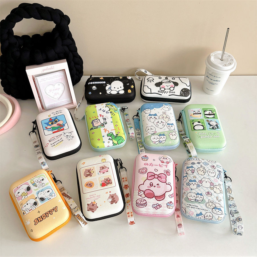 Túi lưu trữ cáp dữ liệu Snoopy dễ thương Sạc điện thoại di động Túi lưu trữ di động Power Bank U Disk Tai nghe Túi kỹ thuật số 3C di động có dây đeo tay