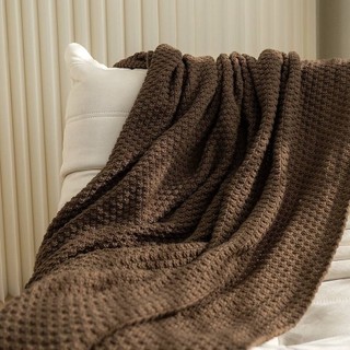 Bắc Âu gió chăn/rắn màu giường đuôi chăn/đan nâu cà phê sofa chăn