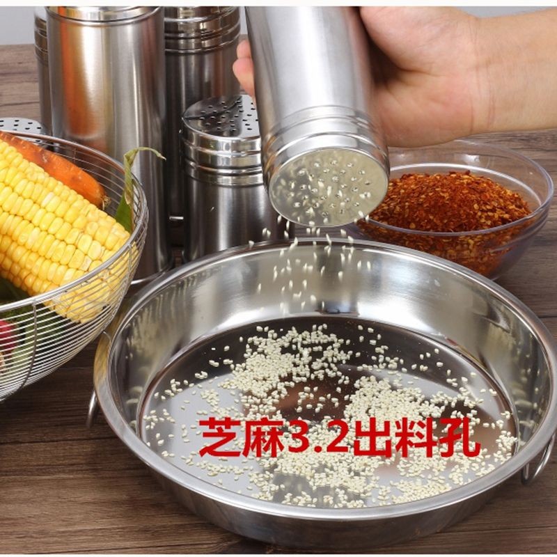 Hộp Gia Vị Muối Bình Lắc Thép Không Gỉ Thịt Nướng Gia Vị Lọ Tiêu Ớt Bột Gia Vị Rắc Chai Cumin Bếp Bình