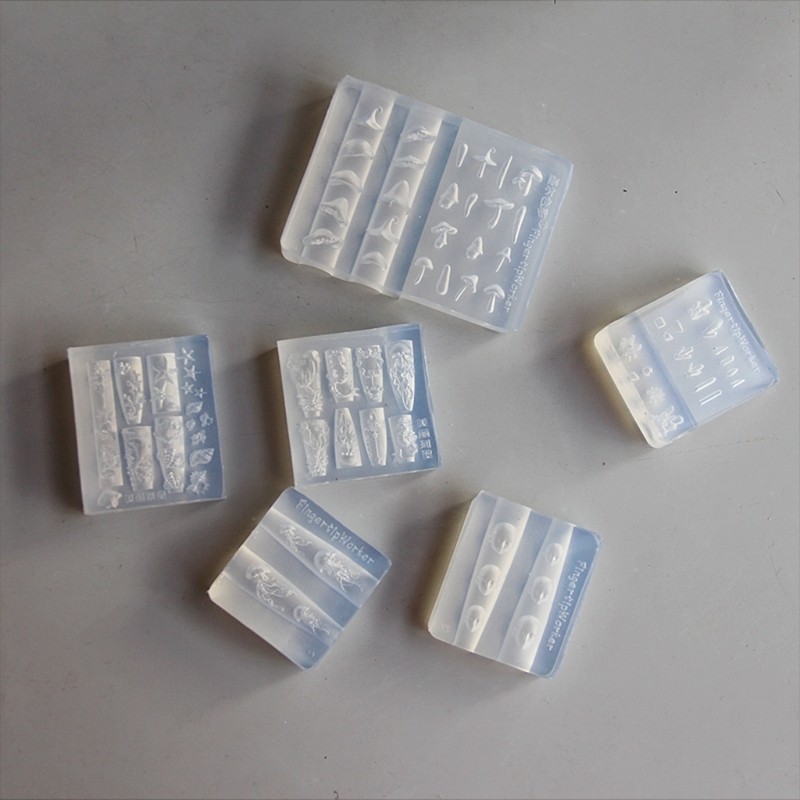 Wellb Làm Móng Tay Khuôn Silicon Biển Bộ Dập Móng Tay Kết Cấu Silicon Để Thủ Công