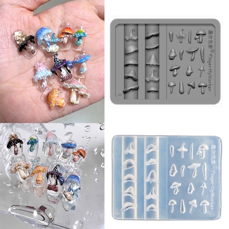 Wellb Thời Trang Silicon Móng Tay Nghệ Thuật Khuôn Nấm Khắc Mẫu Dành Cho Người Hâm Mộ Móng Tay