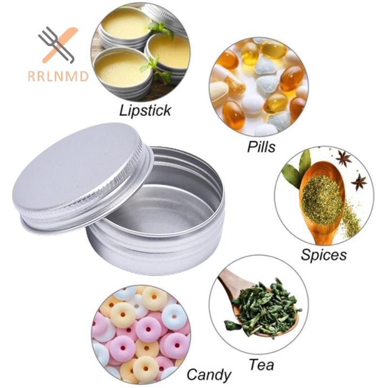 Rrlnmd > 5 Chiếc Nhôm Mini Tròn Thiếc Hộp Đựng Kim Loại Chai Bảo Quản Bình Vít Nắp Hộp Mới