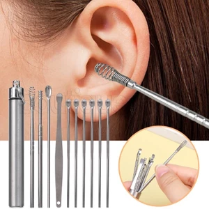 10 Muỗng đào tai bằng thép không gỉ - Dụng cụ làm sạch tai xoắn ốc - Dụng cụ đào tai 360 độ - Di động, tái sử dụng - Dụng cụ làm sạch tai - Phụ kiện làm đẹp