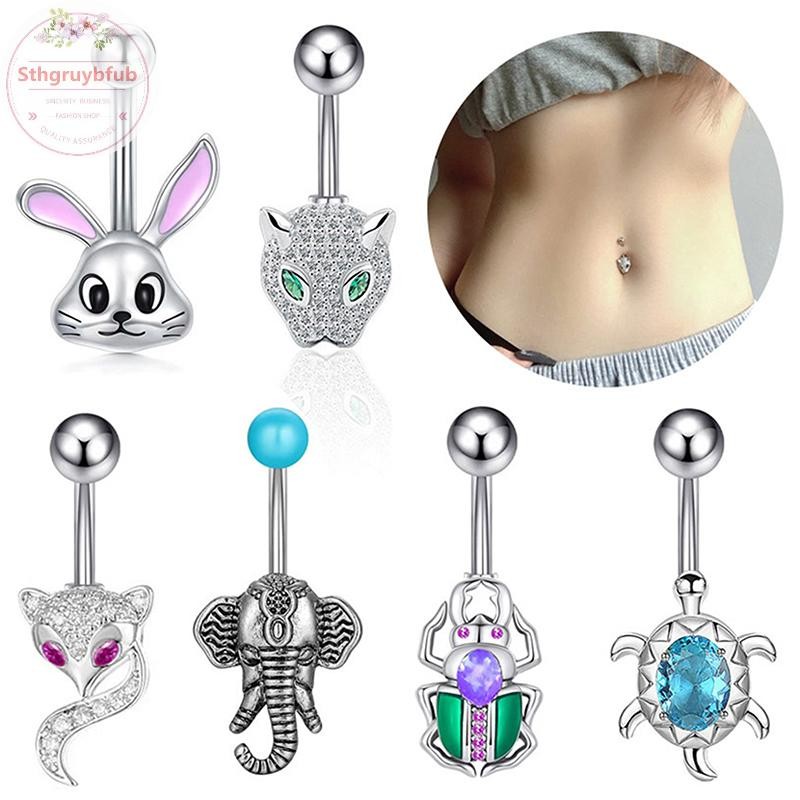 Sthb Thời Trang Pha Lê Trái Tim Bụng Nút Nhẫn Trang Sức Cho Nữ Thép Không Gỉ Zircon Rốn Nhẫn Cơ Thể Phụ Kiện VN