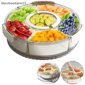 Có Tay Cầm Khay Trái Cây Xoay Sáu Hạng Kín Chống Ẩm Khay Trái Cây Khô Di Động Hiện Đại Nhà Hộp Ăn Nhẹ Tròn Có Nắp BVAH