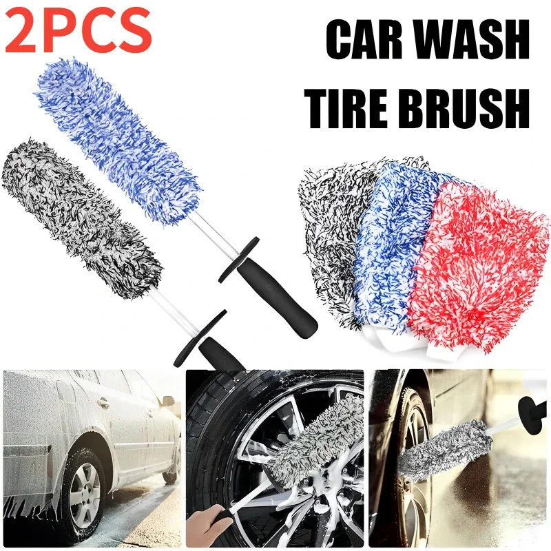 1/2PC Cao Cấp Bàn Chải Bánh Xe Microfiber Tay Cầm Mềm Chống Trơn Trượt Nói Dụng Cụ Làm Sạch