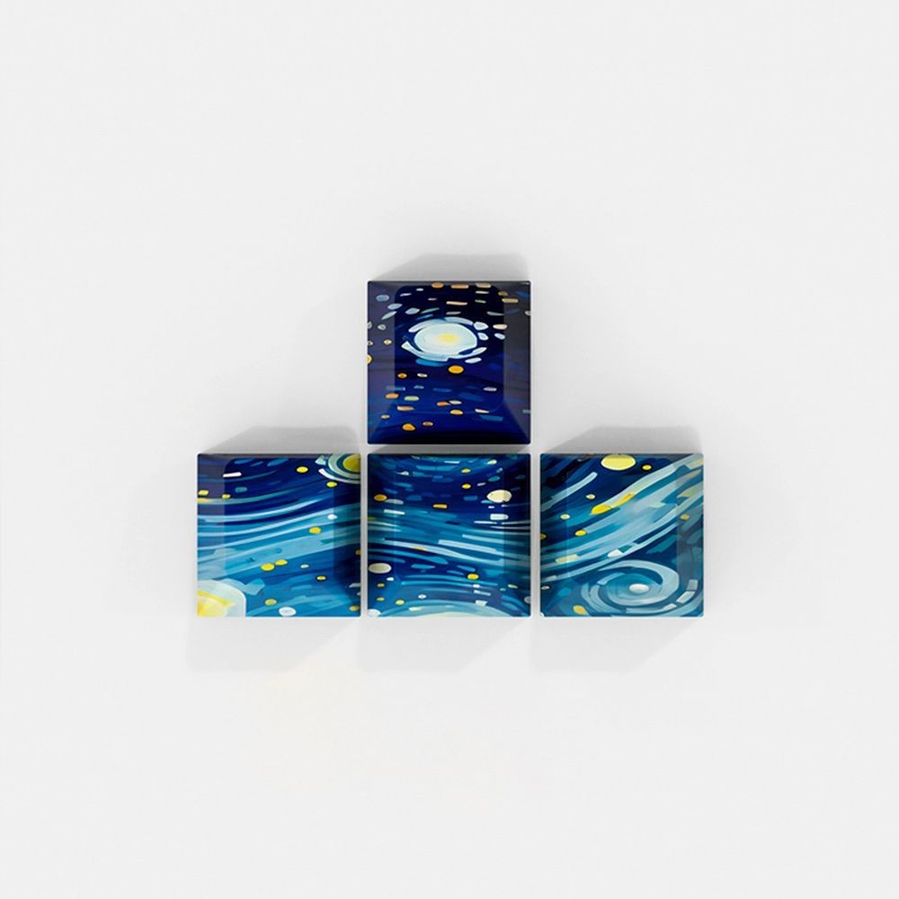 Van Gogh Star Keycap Original Keycap Clearance Bộ Tám Mảnh Độc Đáo pbt Thăng Hoa Nắp Bàn Phím Cơ Opaque / llxx