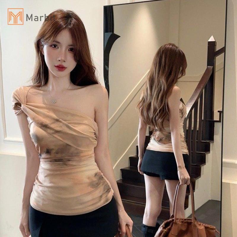 Marbit American Retro In Lưới Pleats Không Tay Áo Ôm Cho Nữ Mới