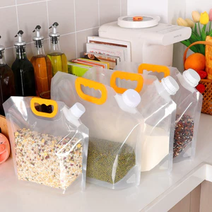 Set 5 Túi Đựng Ngũ Cốc Có Vòi Rót, Tay Cầm Tiện Lợi, Túi Đựng Thực Phẩm Khô Trong Suốt Chống Ẩm Mốc
