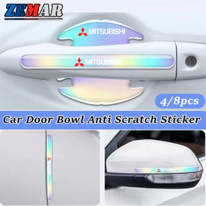 4 / 8 Chiếc Mitsubishi Cửa Xe Bát Miếng Dán Chống Trầy Xước Miếng Dán Nhiều Màu Sắc Laser Tay Nắm Cửa Ô Tô Gương Chiếu Hậu Bảo Vệ Phiên Bản Dày Cho Mitsubishi Mirage ASX Eclipse Xpander Cross Attrage Xforce Triton Outlander Pajero Sport Grandis