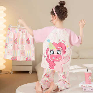 Bộ đồ ngủ bé gái My Little Pony Bộ đồ ba mảnh-Bộ đồ mặc nhà ngắn tay mùa hè phong cách mỏng dành cho trẻ em