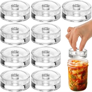 Trọng lượng thủy tinh HYCEO, có tay cầm lên men nặng trọng lượng, tiện ích nhà bếp kín miệng rộng Mason Jar Nắp lên men phô mai