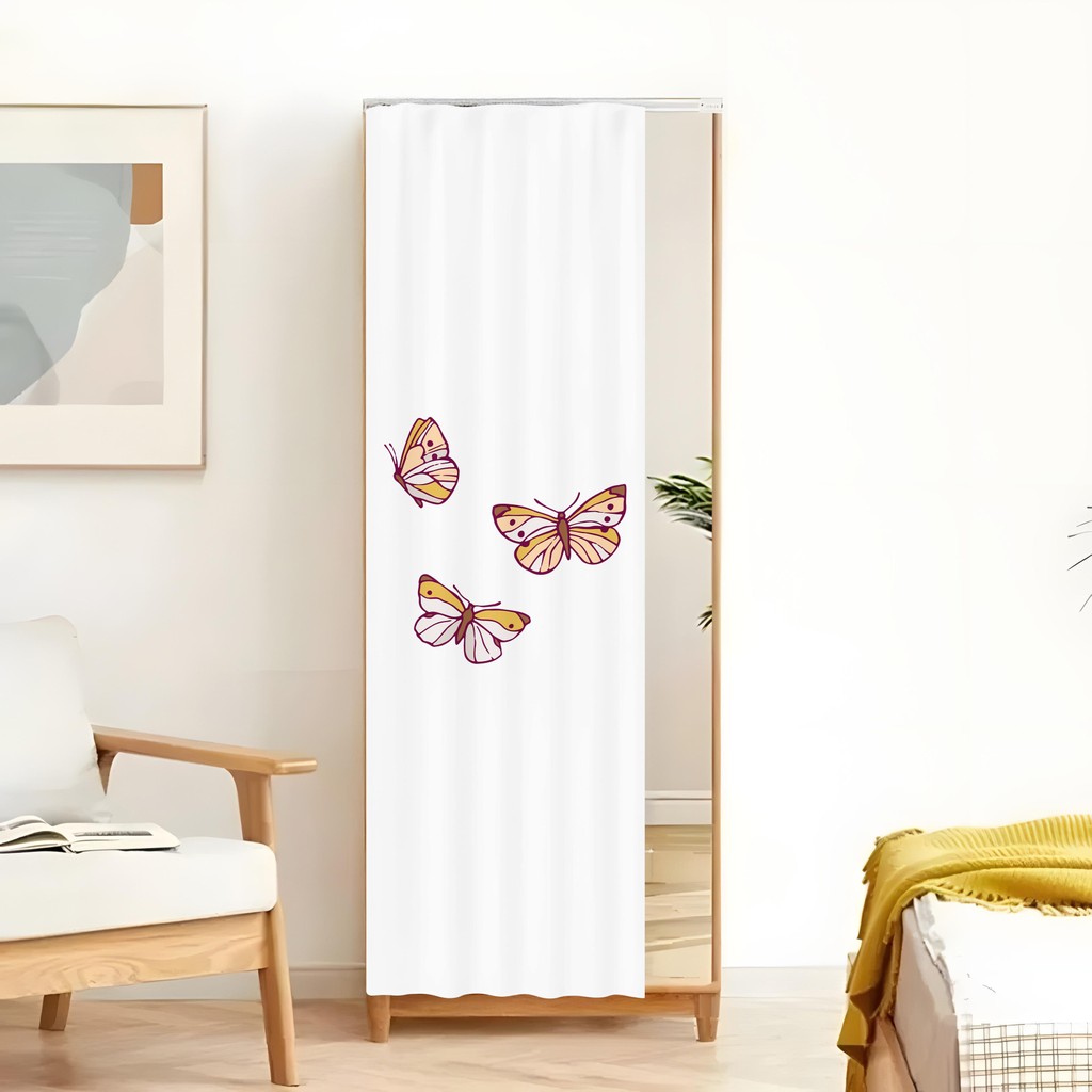 Rèm gương thực vật hiện đại - Minh họa hoa, Vỏ gương toàn thân có đường ray trượt im lặng