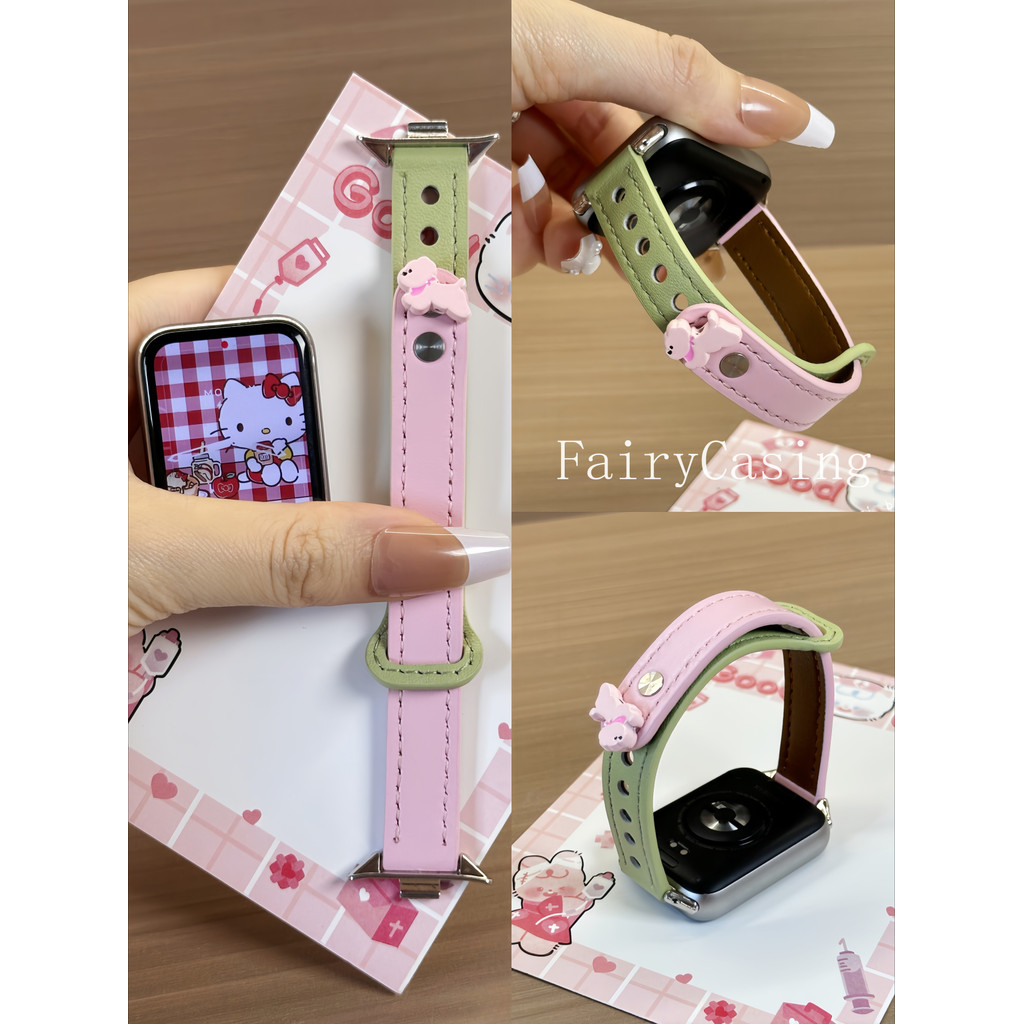 Dây đeo da móng tay đôi cho Xiaomi Mi Band 10 9 8 Pro Vòng đeo tay cho Redmi Watch 4 5 Dây đeo đồng hồ Accessorie