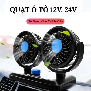 Quạt mini ô tô đơn đôi gắn taplo 5V 12V 24V quay 360 độ siêu mát để bàn phù hợp các loại xe