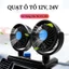 Quạt mini ô tô đơn đôi gắn taplo 5V 12V 24V quay 360 độ siêu mát để bàn phù hợp các loại xe