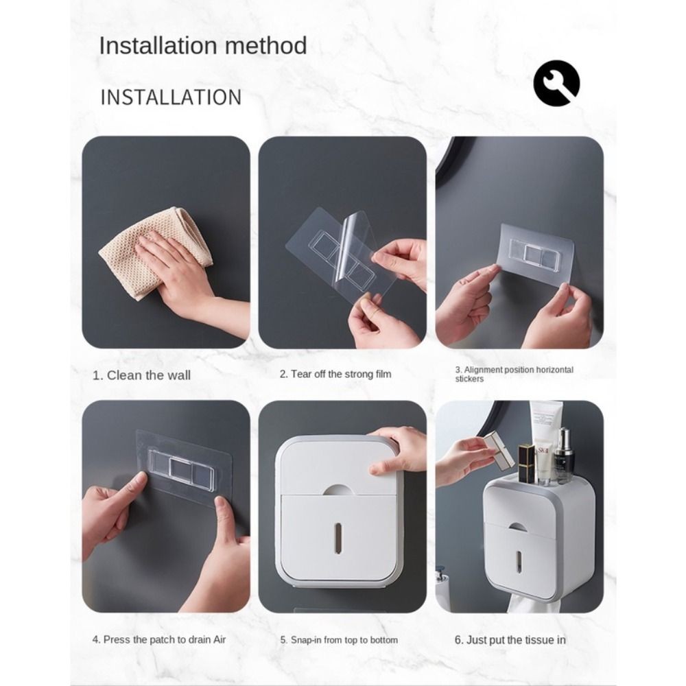 Hộp đựng khăn giấy CATIYAHA, Hộp đựng khăn giấy vệ sinh treo tường chống nước, Hộp đựng giấy vệ sinh dung tích lớn hai lớp Phụ kiện phòng tắm