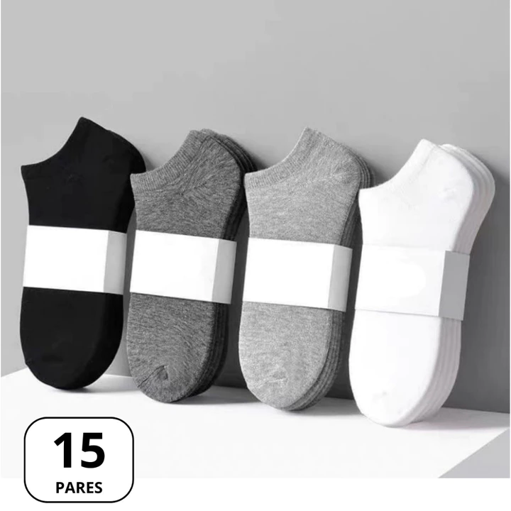 15 Đôi Tất Thuyền Màu Trơn Mùa Hè Đen, Trắng, Xám - Tất Ngắn Cổ Thấp Thoáng Khí Unisex