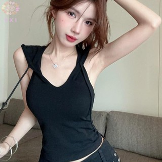 Áo có mũ thun không tay thiết kế nữ tính, gợi cảm cho mùa hè