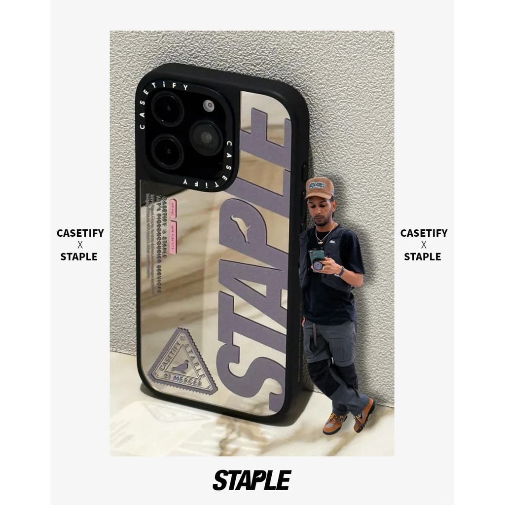 Ốp lưng CASECASE X STAPLE hút từ tính Vỏ iPhone Gương đen & bạc IPhone 16 15 14 13 12 Pro Max Plus Ốp lưng cứng có hộp khắc logo