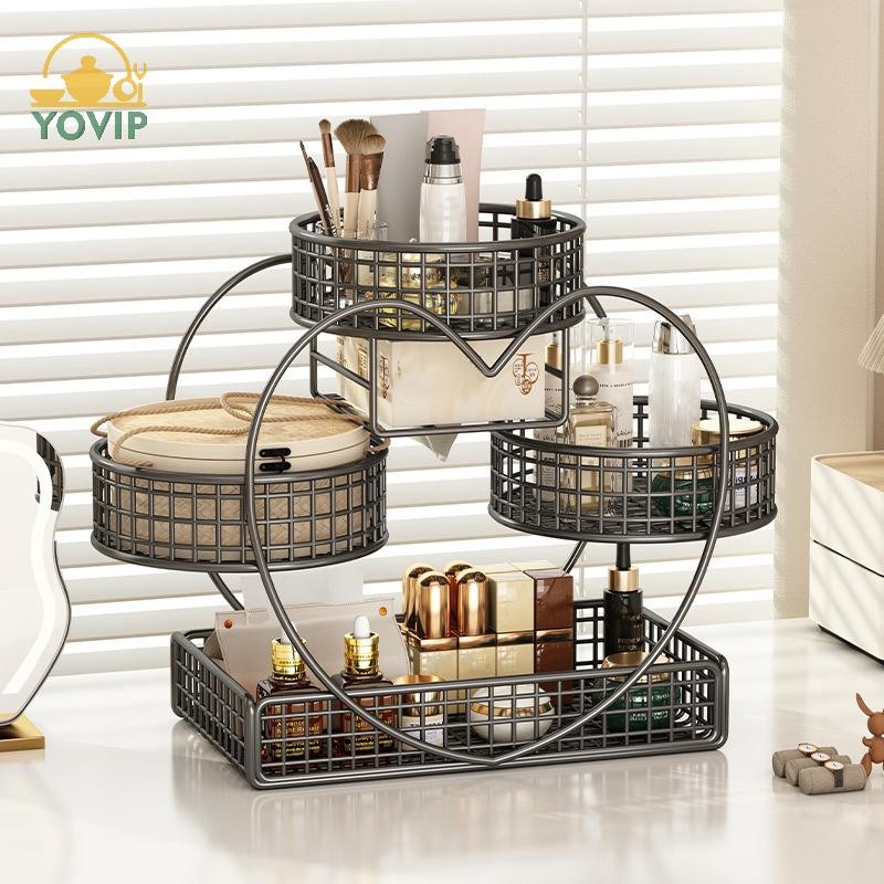 YOVIP 1 Nhẹ Sơn Kim Loại Hộp Đựng Mỹ Phẩm Lắp Đặt Trang Điểm Giá Để Đồ Trang Điểm Hiện Đại Vanity Kệ Để Bàn VN