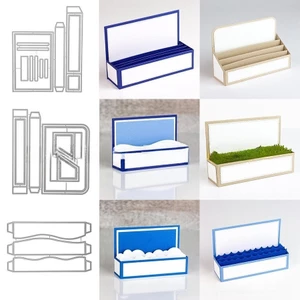Bộ sưu tập hộp phong cảnh 3D Kim loại Khuôn cắt thép Carbon Giấy thủ công DIY Dập nổi Khắc mẫu sổ lưu niệm Album ảnh Thiệp chúc mừng Sổ tay cắt chết