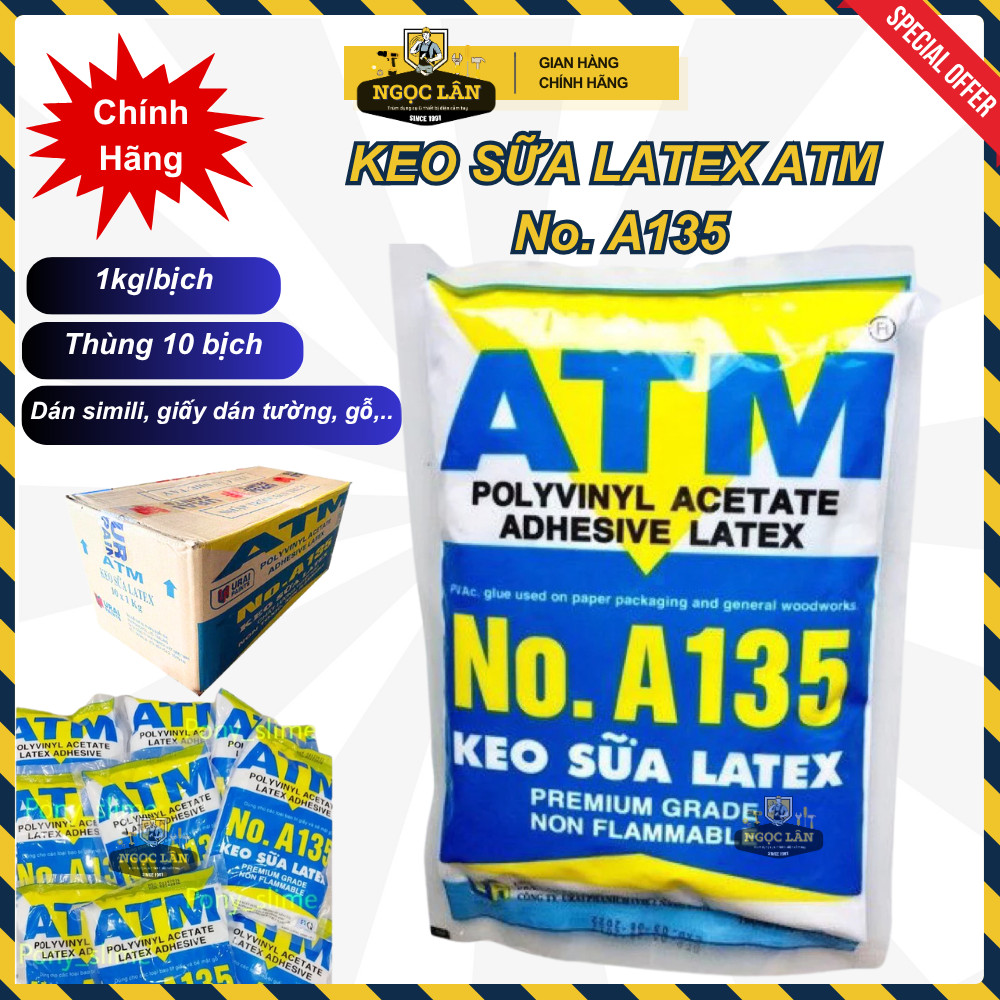 [Giá 1/2 thùng chính hãng] Keo sữa latex ATM dán thảm simili, giấy dán tường, gỗ (thùng 10 túi, 1kg/túi)
