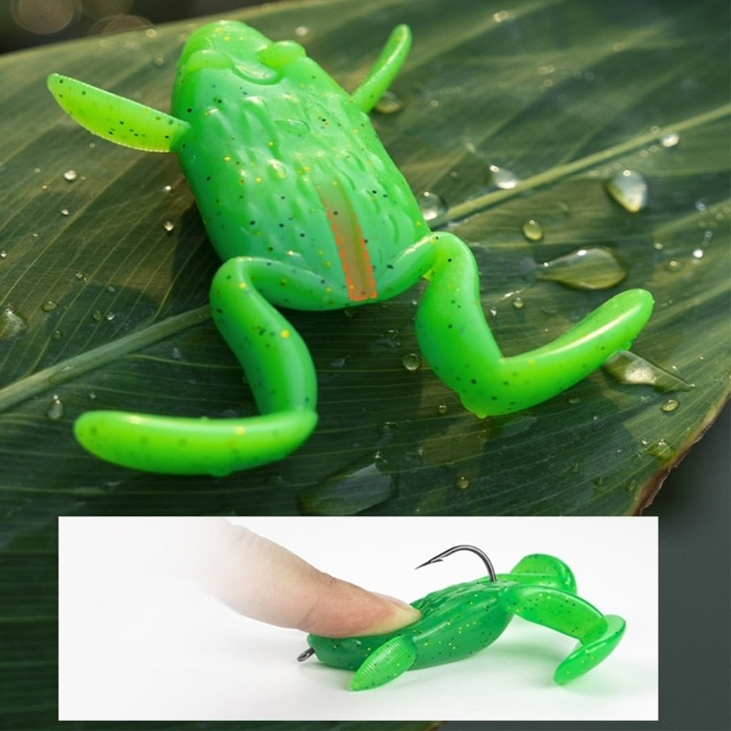 Mồi câu cá dạng swimbait nhân tạo hình ếch với kích thước 3.7cm và 4.7cm.