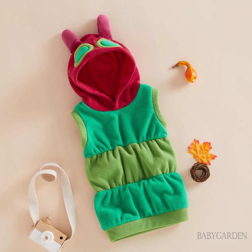 / / -Baby Boy / girl Caterpillar Cosplay Trang Phục Dễ Thương Không Tay Có Mũ Trùm Đầu Áo Vest Halloween Trang Phục Cho Bé Tập Đi