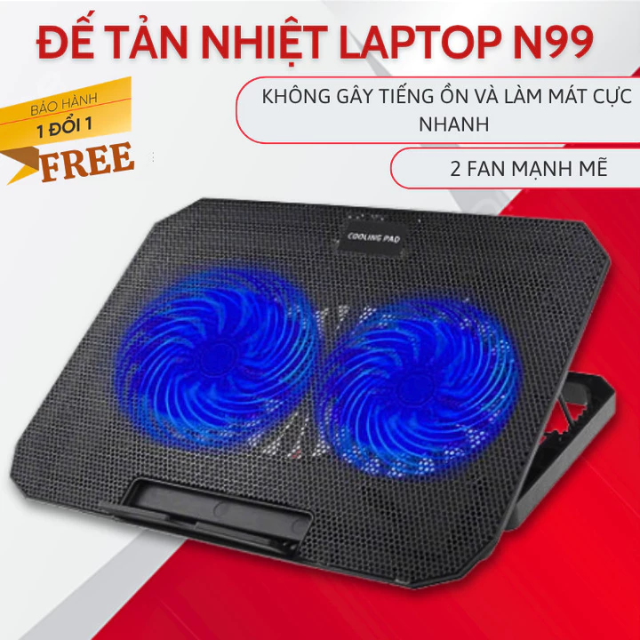 [FBS] Đế Tản Nhiệt Laptop N99/N19/N91 cho laptop từ 17 inch trở xuống- Loại Cao Cấp, 1 Fan/ 2 Fan, Đế Nâng 45 Độ HOT HOT