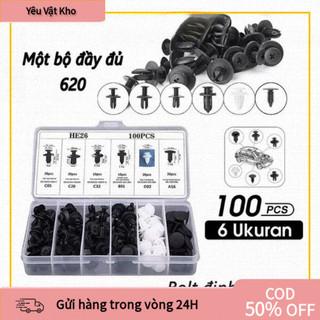 [COD] 【48h】Set 100 đinh tán nhựa, ốc vít nhựa, chốt nở cho phụ tùng xe ô tô chốt nhựa vít nở nhựa