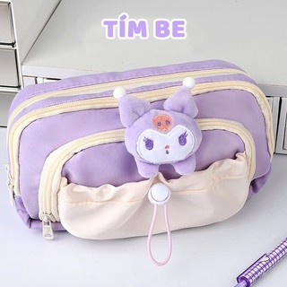 Túi Đựng Bút Học Sinh Đáng Yêu - Túi Bút Vải Canvas Nhiều Ngăn Kèm Dây Rút, Thiết Kế Cute, Đa Năng Tiện Dụng